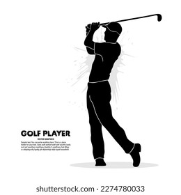 Vector silhouette of a male golf player. Vector illustration