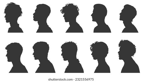 vector silhouette of a male head from side. silhouette of people side view. man. silhouette of face shape from side