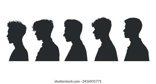 vector silhouette of a male head from side. silhouette of people side view. man. silhouette of face shape from side.