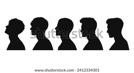 vector silhouette of a male head from side. silhouette of people side view. man. silhouette of face shape from side.	