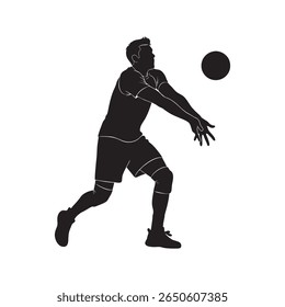 Vector silhouette of a male volleyball player in a match