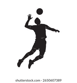 Vector silhouette of a male volleyball player in a match