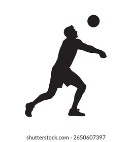 Vector silhouette of a male volleyball player in a match