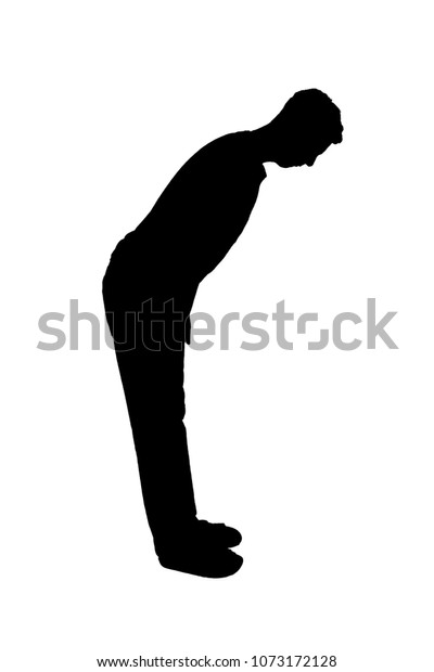 Vector Silhouette Man Bowing Stock Vector (Royalty Free) 1073172128