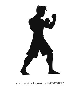 Vector silhouette of man, boxer