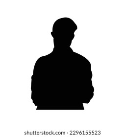 Vector silhouette of a man in a business suit standing, black color isolated on white background.Full length front, back silhouette of man.Set of businessmen vector silhouettes.