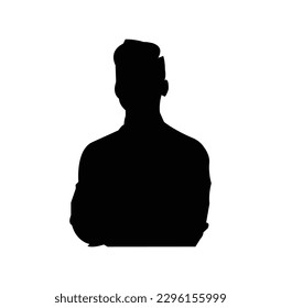 Vector silhouette of a man in a business suit standing, black color isolated on white background.Full length front, back silhouette of man.Set of businessmen vector silhouettes.