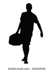 Vector Silhouette of a man carrying a cooler