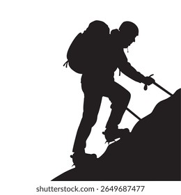 vector silhouette of a man climbing a mountain