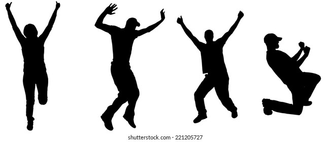 Vector silhouette of man in different positions.
