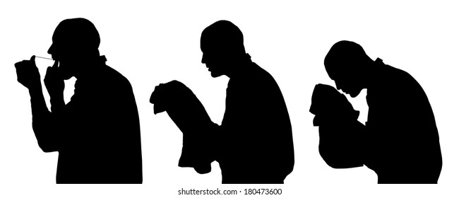 Vector silhouette of man in different situations.