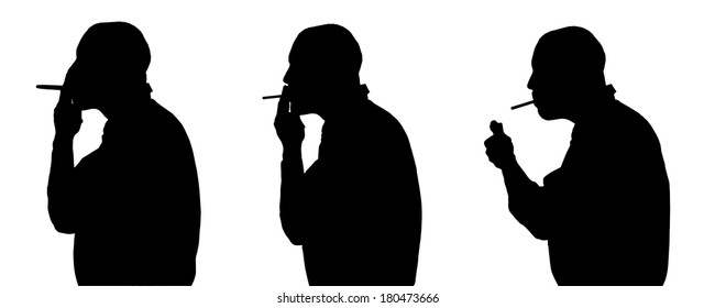 Vector silhouette of man in different situations.