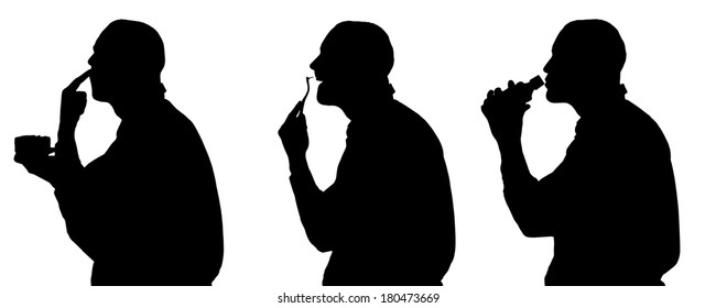 Vector silhouette of man in different situations.