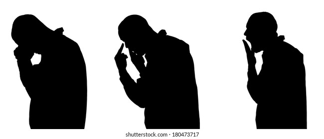 Vector silhouette of man in different situations.
