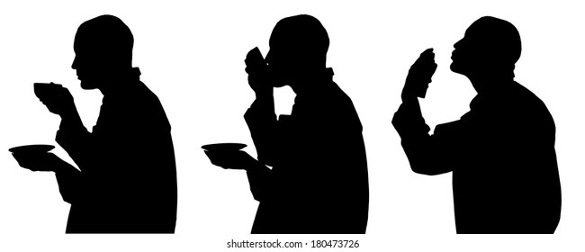 Vector silhouette of man in different situations.