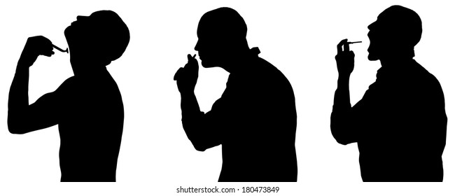 Vector silhouette of man in different situations.