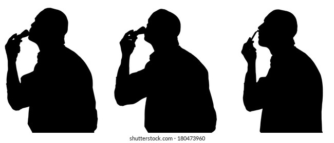 Vector silhouette of man in different situations.