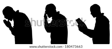 Vector silhouette of man in different situations.