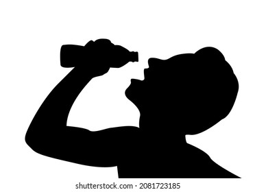 Vector Silhouette Man Drinking Water Stock Vector (Royalty Free ...