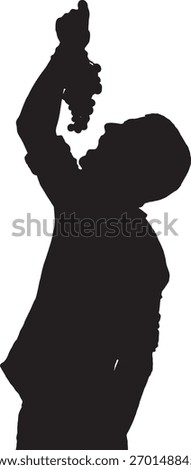 vector, silhouette of a man eating grape 