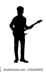 vector of  silhouette man with guitar