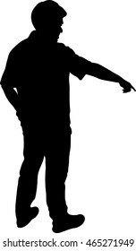 Vector silhouette of man with hand pointing