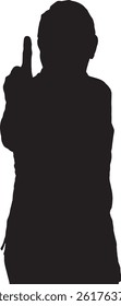 vector; silhouette man with his finger raised showing one finger