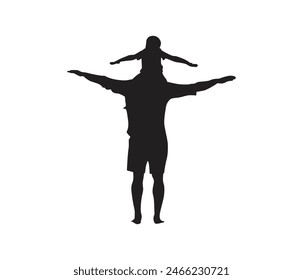 vector silhouette of a man holding a baby hands 