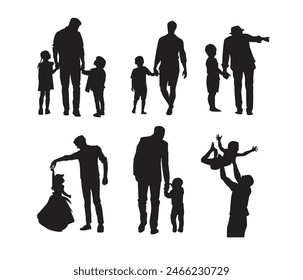 vector silhouette of a man holding a baby hands 