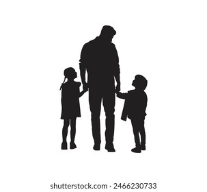 vector silhouette of a man holding a baby hands 