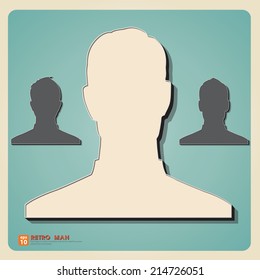 Vector silhouette man icon avatar profile picture retro style