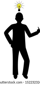 Vector silhouette of man with idea