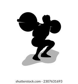 vector silhouette of a man lifting a barbell