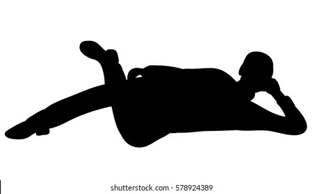 vector silhouette of a man lying in isolation