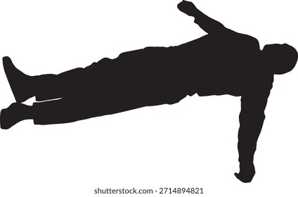 vector, silhouette of a  man lying on the floor face up relaxed on white background