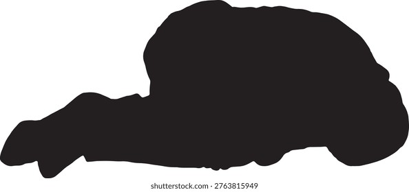 vector, silhouette of a man lying on the ground in the fetal position on white background