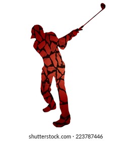 Vector silhouette of a man with a mosaic on a white background.