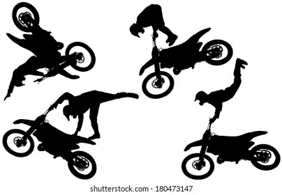Vector silhouette of a man in motocross. 