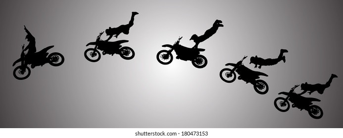 Vector silhouette of a man in motocross. 