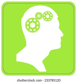 Vector silhouette of a man on a green background.