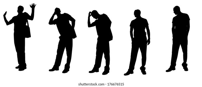 Vector silhouette of a man on a white background. 