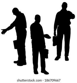Vector silhouette of a man on a white background.