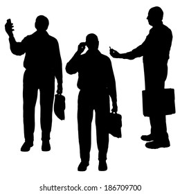 Vector silhouette of a man on a white background.