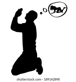 Vector silhouette of man on a white background. 