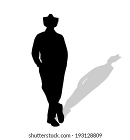 Vector silhouette of man on a white background.