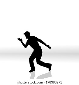 Vector silhouette of man on a white background.