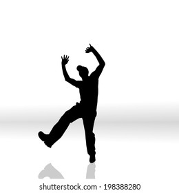 Vector silhouette of man on a white background.