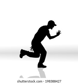 Vector silhouette of man on a white background.