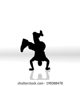 Vector silhouette of man on a white background.
