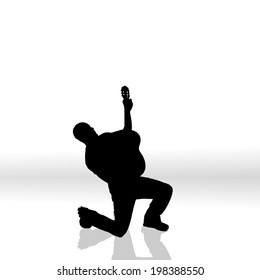 Vector silhouette of man on a white background. 